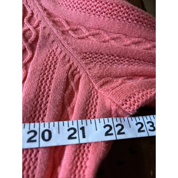 Lands' End Womens Orange Coral Ribbed Trim Cotton Button Cardigan XL 18 - Picture 5 of 6